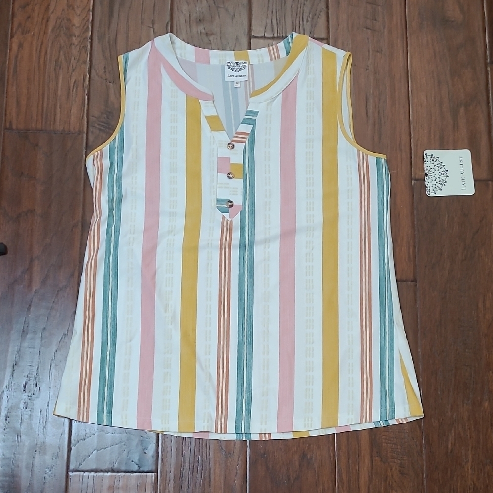 NWT Late August Striped Sleeveless Blouse size Medium